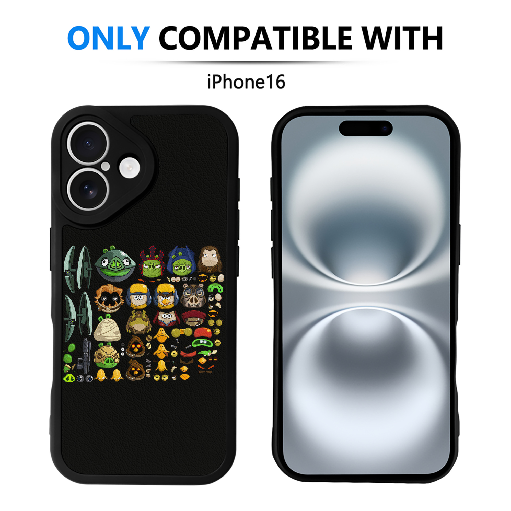 （画像用） Angry Birds アングリーバード 【iPhone 16シリーズ対応】シリコンスマホケース（レザー調） 材質：シリコン